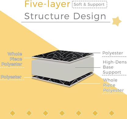 MAXYOYO Black Geometric Pattern Futon Mattress, Japanese Floor Mattress Quilted Bed Mattress Topper, Extra Thick Folding Sleeping Pad Breathable Floor Lounger Guest Bed for Camping Couch, Queen