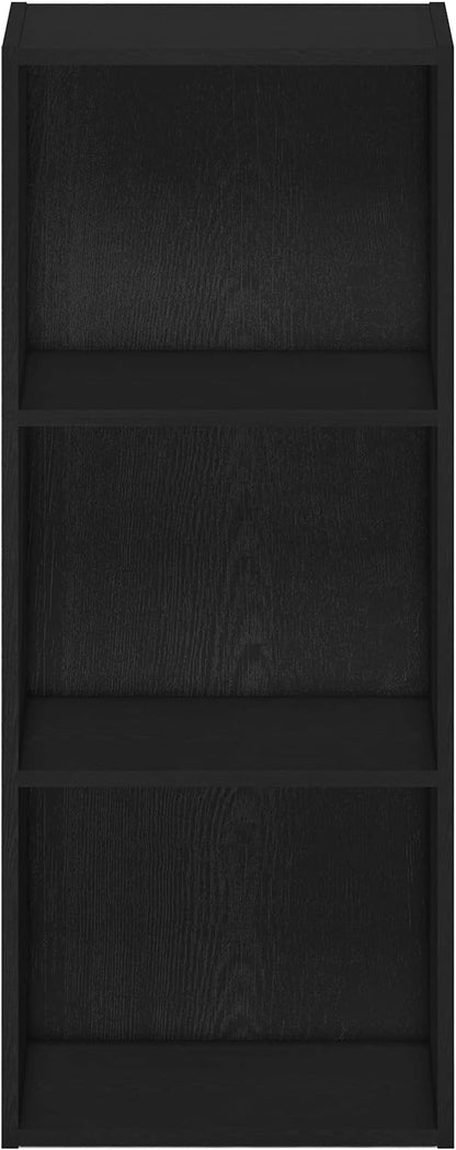 Furinno LUDER Book Shelf, 3-Cube Bookshelf, Bookcase, 9.3" x 12" x 31.5", for Living Room, Bedroom, Home Office, Blackwood
