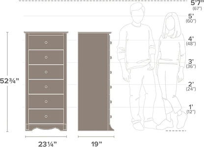 Prepac Salt Spring Rustic 6-Drawer Tall Dresser for Bedroom, Farmhouse Dresser Chest of Drawers 19" D x 23.25" W x 52.75" H, Drifted Gray, DDC-2354