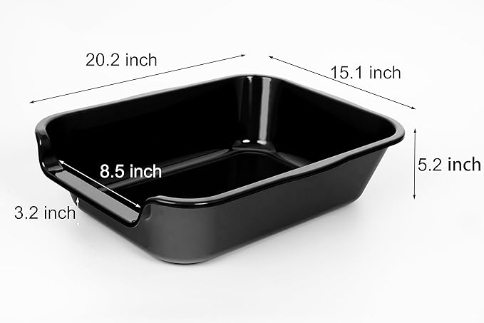 1 Pack of Extra Large Cat Litter Box (ABS Material), Low Entry Senior Litter Pen for Geriatric Kitty Big Cats, Jumbo Pet Safe Litter Boxes Tray for Indoor Pets Potty (Black, 20"L x 15.5"W)-Mewly Pet