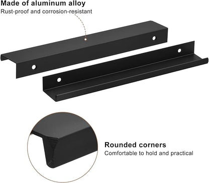 uxcell Cabinet Finger Edge Pull, 8pcs 200mm / 7.87" Aluminum Alloy Back Mount Hidden Cabinet Pulls Concealed Handle for Home Kitchen Drawer Cabinet, Black