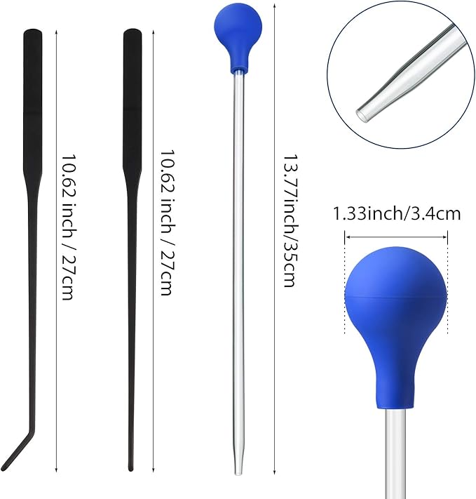 Weewooday 3 Pieces Axolotl Tank Accessories, Extra Long Tweezers for Aquarium, Coral Feeder Long Syringe, Fish Feeding Tongs Tweezers for Reef Roids Aquatic Plant Spider Snake Lizard-Mewly Pet