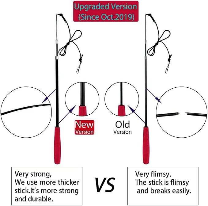 Retractable Cat Toy Wand, 12 Packs Interactive Cat Feather Toys, 9 Assorted Teaser Refills with Bell for Kitten (Pink)-Mewly Pet