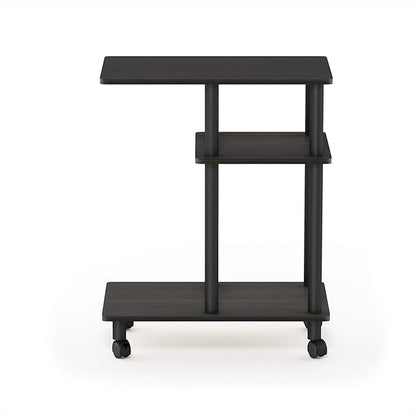 Furinno Turn-N-Tube C Shaped Side Table With Casters, Espresso/Black