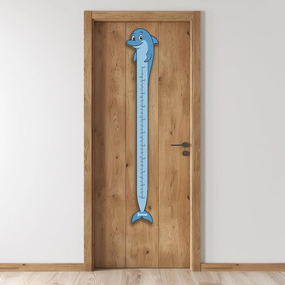 Personalized Growth Chart for Wall, Wooden Height Chart for Kids, Cute Height Measurement for Child/Girls/Boys, Baby and Toddler's Playroom/Kid's Room/Nursery Decor, Dolphin