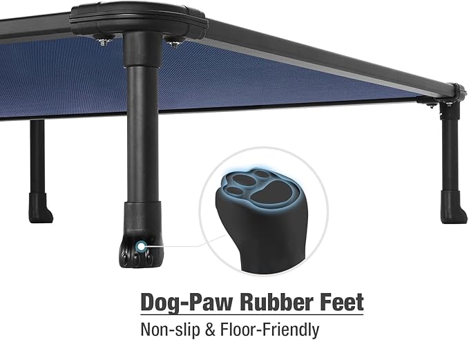 Veehoo Chew Proof Elevated Dog Bed - Cooling Raised Pet Cot - Rustless Aluminum Frame and Durable Textilene Mesh, Unique Designed No-Slip Feet for Indoor or Outdoor Use, Blue, XX-Large, CWC2002-Mewly Pet