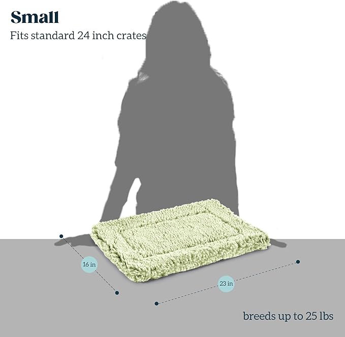 Stoutwool Indestructible Dog Bed - Fluffy Chew Proof Dog Crate Pad - Tough Kennel Pad for Aggressive Chewers - Washable, Ideal for Small Breeds & Fits 24-Inch Crate - 23"x16", Gleam-Mewly Pet