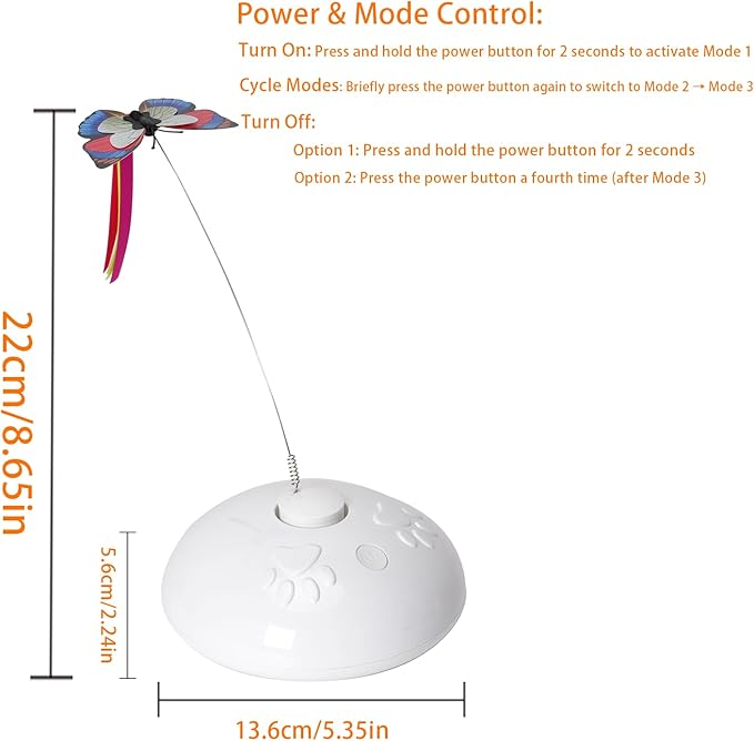 Cat Toy 3in1 Automatic Interactive Wand Toy for Indoor Cats,Moving Butterfly&Glowing Feathers Speedy Tail,Rechargeable Cat Enrichment Toys for Kittens-Mewly Pet