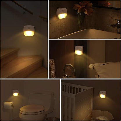 AMIR Upgraded Indoor Motion Sensor Light with PIR Technology - Battery-Powered Wall & Cabinet LED Night Light for Hallway, Bathroom, Kitchen, Stairs (Warm White, 6-Pack)
