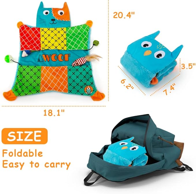 AWOOF Cute Soft Catnip Mat, Interactive Cat Toys for Indoor Cats-Mewly Pet