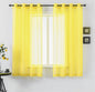 DUALIFE Bright Yellow Sheer Curtains 54 Inch Length for Kitchen 2 Panels Grommet Semi Sheer Short Curtains for Bathroom Small Windows Basement Vibrant Lemon Yellow Wide 52 by L54 Inches Long