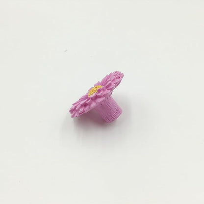 Daisy Vintage Resin Hand Painted Drawer Pulls Cabinet Knobs Handles Country Kitchen Home Decoration Purple (Pack of 6)