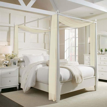 RYB HOME Canopy Bed Curtains - Long Sheer Window Scarf, Valances Curtains for Wedding Arch French Door Patio Frame Party Event Backdrops, 60 x 216 inch Long per Panel, 2 Pieces, Beige