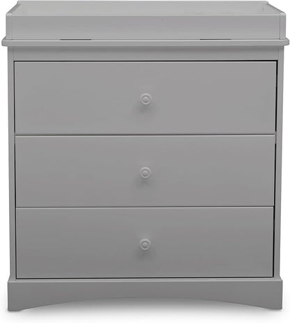 Delta Children Sutton 3 Drawer Dresser with Changing Top and Interlocking Drawers - Greenguard Gold Certified, Grey