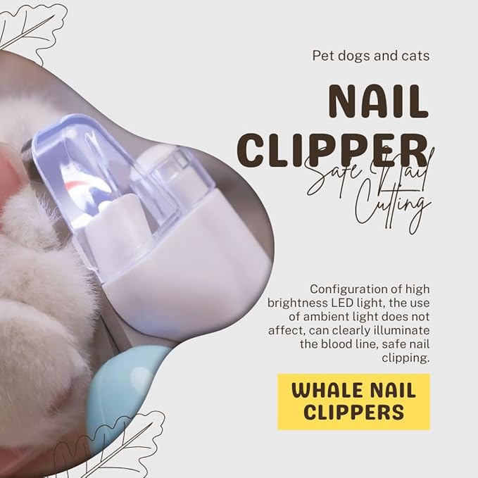 Cat Nail Clippers, Whale Shape Precision Trimming Tool, Ergonomic Non-Slip Handle, Safety Guard, Compact & Easy to Clean (Blue)-Mewly Pet