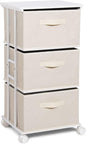 MAX Houser Dresser Tower with 3 Drawers for Bedroom, Fabric Storage Organizer Unit, Chest of Drawers with with WoodTop, Small Vertical Storage for Guest Room, Closet, Entryway, Nursery(Beige)