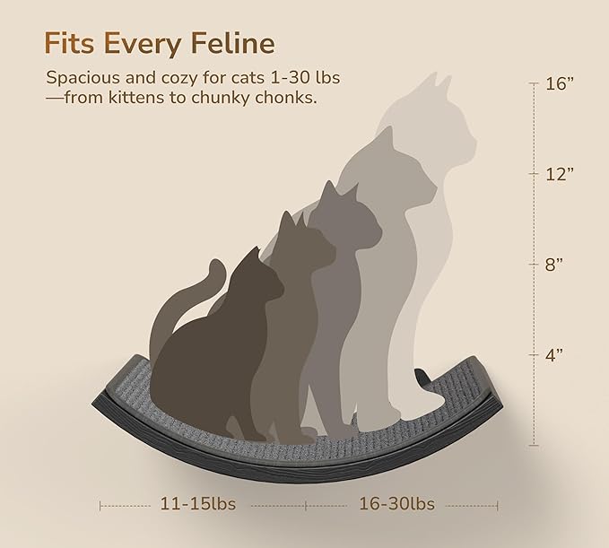 Cat Wall Shelves for Large Cats Set, Grey Curved Wall Sisal Bed and 2 Floating Wall Sisal Steps, Wall Mounted Climbing Shelves for Sleeping, Playing, and Lounging-Mewly Pet