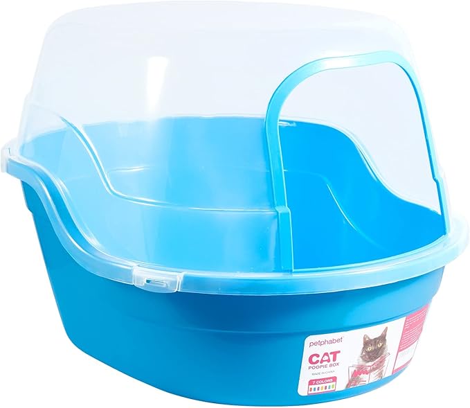 Petphabet Jumbo Hooded Cat Litter Box, Extra Large, Light Blue-Mewly Pet