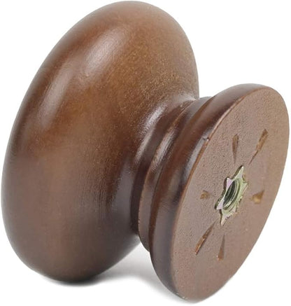 5PCS Round Wood Drawer Knob,Dresser Furniture Drawers 33mm Dia,Walnut Cabinet Pulls Handles with Screws Hardware for Drawer Wardrobe Dresser