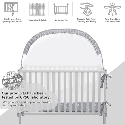 Pop Up Baby Crib Tent, Crib Net Canopy to Keep Baby in, Crib Mosquito Net with Viewing Window, Soft Mesh Cover & Pop Up Structure