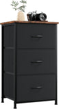 Somdot Dresser for Bedroom with 3 Drawers, Storage Organizer Chest of Drawers with Removable Fabric Bins for Closet Bedside Living Room Laundry Entryway Hallway, Black Rustic Brown
