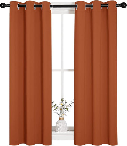NICETOWN Burnt Orange Window Curtains Blackout Drapes, Thermal Insulated Solid Grommet Blackout Curtains/Draperies for Living Room (1 Pair, 29 by 45 inches)