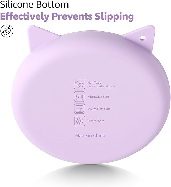 Coomazy Silicone Slow Feeder Dog Cat Bowls, Interactive Puzzle Toy for Pets Dry/Wet Food Training, Keeps Dogs Cats Busy, Prevents Puppy Kitty Overeating (Purple, 0.8 Cup)-Mewly Pet