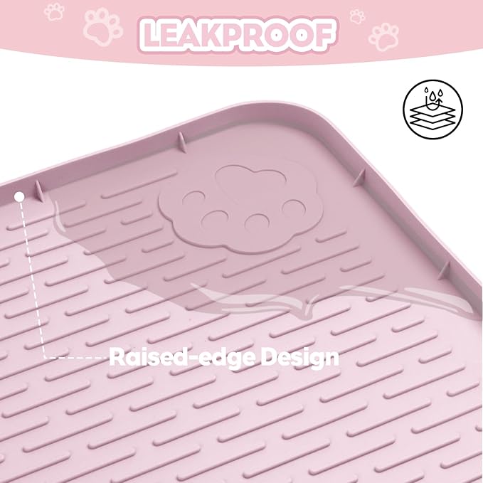 Cat Litter Mat, Extra Large 40" x 28" Silicone Mat Litter Trapping Mat for Scatter Control, Soft on Kitty Paws, Easy to Clean (Pink)-Mewly Pet