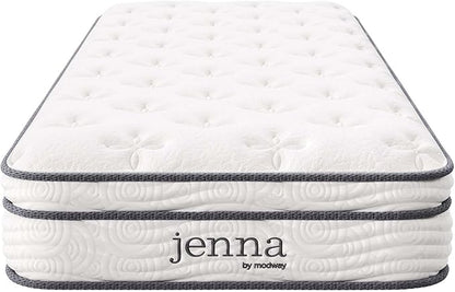 Modway Jenna 8” Innerspring and Memory Foam Narrow Twin Mattress With Individually Encased Coils White