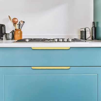 Ravinte Hardware 8 Pack Gold Cabinet Handles, 11.8 Inch (300mm) Finger Edge Pulls, 8.8 Inch Hole Center, Finger Pulls for Cabinets