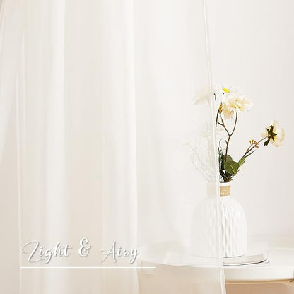 NICETOWN Decorative Scarf Valance for Window - Voile Sheer Bed Canopy Curtain Scarf Valance for Living Room/Bedroom/Ceremony (Light Beige, 1 Panel, W60 x L216)