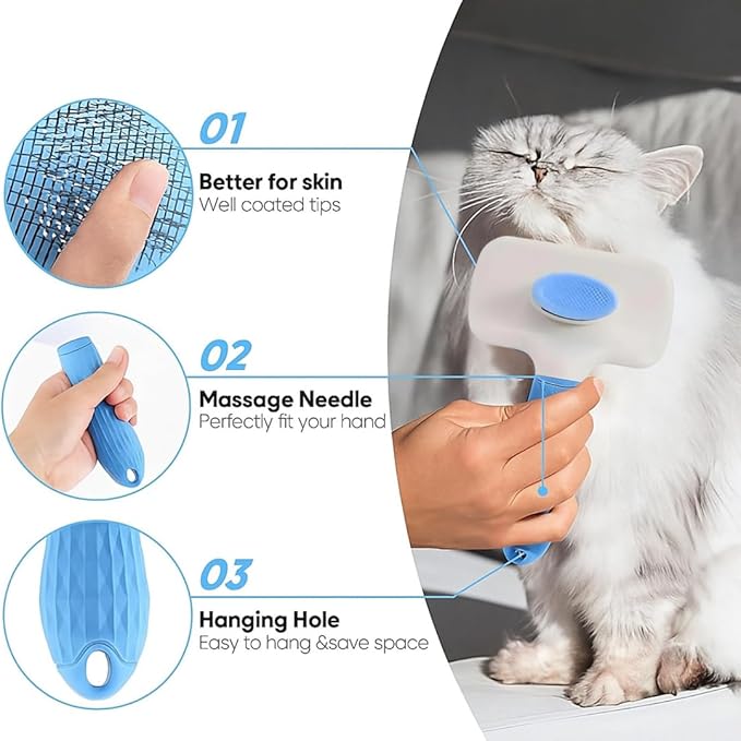 Namylya Cat Brush for Shedding & Grooming – Slicker Brush for Dogs and Cats with Long Hair – Removes Tangles, Mats & Loose Fur-Mewly Pet