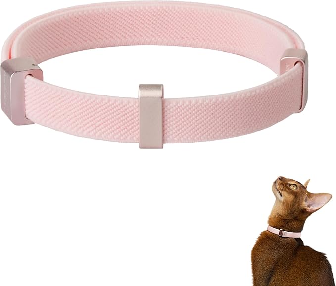 Safety Cat Collar Pro - U.S. IDA Gold Awarding Design, Elastic Quick Release Cat Collar with Buckle Non Breakaway - Lightweight for Kitten All Small Large Cats (Blush Pink, S 5.9-11.8")-Mewly Pet