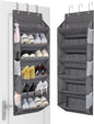 Over the Door Shoe Rack Organizer Hanging Fits 12 Pairs Shoes with 6 Mesh Pockets 6 Deep Large Pockets 50lbs Weight Capacity Behind the Door Storage Organizers for Closet Narrow Door 1 Pack