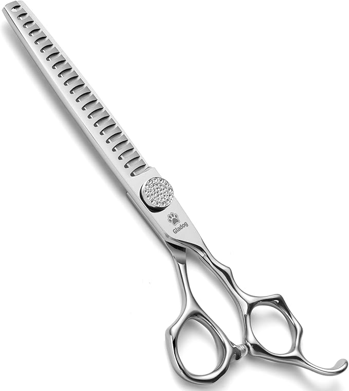 GLADOG 7" Chunkers Dog Grooming Scissors - Premium 9CR Dog Scissors for Grooming with Luxurious Diamond Nut，Ideal Dogs Shears for Reducing Bulk, Dogs Hair Scissor，Cat Scissor-Mewly Pet