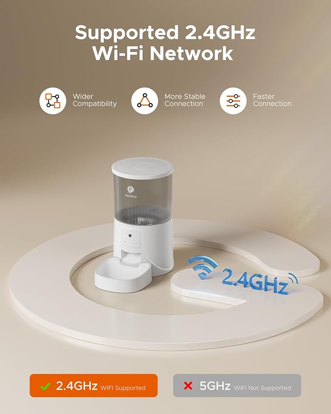 Automatic Cat Feeder with Camera - 2.4GHz APP - Controlled Cat Food Dispenser- Features HD Video for Indoor Use, Easy Setup & Cleaning, 2 - Way Audio, and a Desiccant Bag to Keep Food Fresh-Mewly Pet