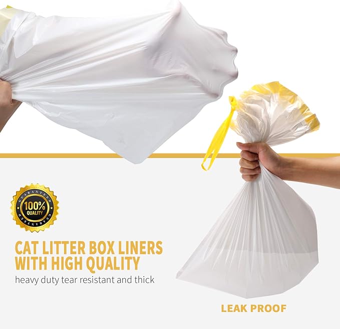 KONE Cat Litter Box Liners Jumbo 45 x 18 inch Heavy Duty Drawstring Bags 20 Count-Mewly Pet