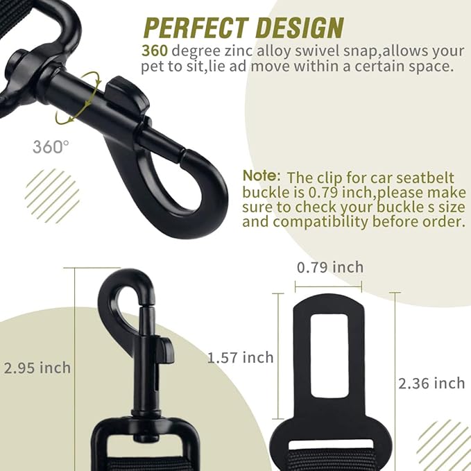 COOYOO Dog Seat Belt,Retractable Dog Car Harness Seat Belt for Car Adjustable Nylon Pet Safety Seat Belts Heavy Duty & Elastic Bungee Buffer-Mewly Pet