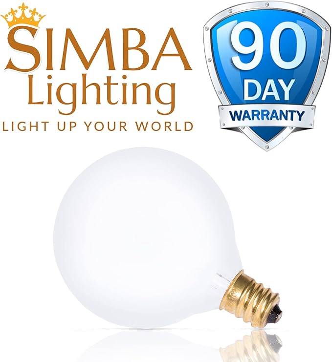 Simba Lighting Small Globe G16.5 Round Bulb 25W E12 Candelabra Base (10 Pack) for Chandelier, Ceiling Fan, Decorative Vanity Lights, Sconce, Aromatic Wax Warmer, Frosted Glass 120V, 2700K Warm White