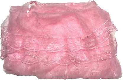 BCBYou Pink Princess Bed Canopy Netting Mosquito Net Round Lace Dome for Twin Full and Queen Size Beds Crib with Jumbo Swag Hook