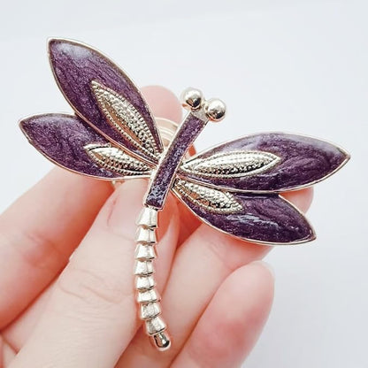Lovely Dragonfly Cabinet Knobs Purple 4Pcs Animal Pull Single Hole Handle for Door Closet Drawer Cupboard Dresser Wardrobe Furniture Kitchen Modern Home Office