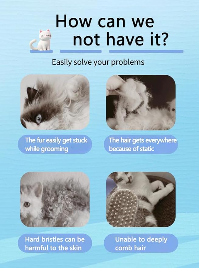 Pet Grooming Steam Brush, Pet Spray Hair Removal Comb, Anti-Static, Rechargeable, Comfortable Grip, for Dogs & Cats, Spray Hair Removal Comb, Steam Brush for Shedding & Grooming, Pink-Mewly Pet