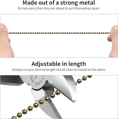 SmoTecQ Ceiling Fan Pull Chain, 120" Rust Proof Copper 3mm Beaded Extension Chains with 12 Matching Connectors, Bronze