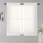 OWENIE Sheer Curtains Ivory, 45" Long Light Filtering Tiers for Kitchen, Bedroom, Short Panels Rod Pocket 2 Panels, Cafe Curtains Small Window, 42" W x 45" L