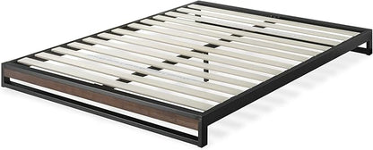 ZINUS GOOD DESIGN Award Winner Suzanne 6 Inch Bamboo and Metal Platforma Bed Frame, No Box Spring Needed, Wood Slat Support, Grey Wash, King