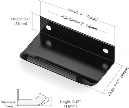 Ravinte Hardware 20 Pack Black Cabinet Handles, 3 Inch (76mm) Finger Edge Pulls, 2 Inch Hole Center, Finger Pulls for Cabinets