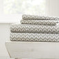 Linen Market Double-Brushed Patterned Microfiber Queen Sheet Set 4 Piece – Oeko-TEX Certified Ultra Soft & Wrinkle-Free - 16" Deep Pocket Sheets - Easy Care Queen Size - Puffed Chevron Light Gray