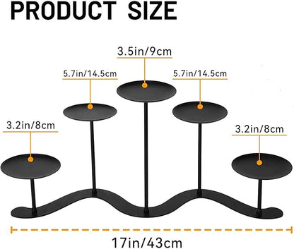 Iron Candle Holder Fireplace: 5 Metal Candelabra Centerpiece Decor - Candle Holder Stand for Candelabra Pillar Candles