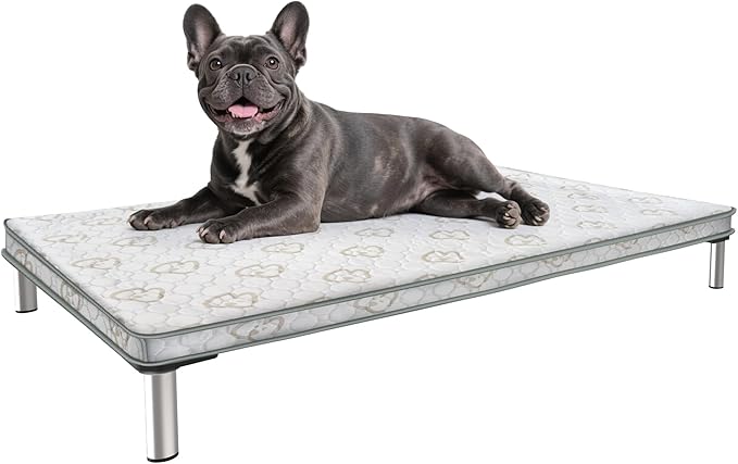 FXW TitanNest Chew-Proof Elevated Dog Bed, Raised Cot for Indoor/Outdoor/Camping Use, Durable & Washable Padded Pet Bed with Exclusive Reuseable Cover for Small Dogs, 36.0" L x 24.0" W x 4.5" H, Gray-Mewly Pet
