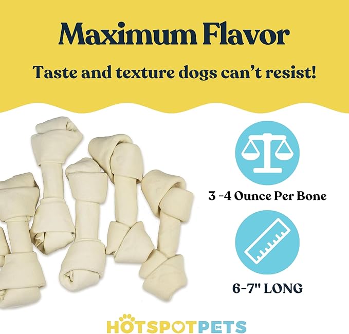 hotspot pets 6-7 Inch USDA Certified Facility Rawhide Dog Chew Bones - Choice of 10, 20, 30 Packs - from Grass Fed Brazilian Cows - Promotes Dental Hygiene and Good Behavior (30 Count)-Mewly Pet